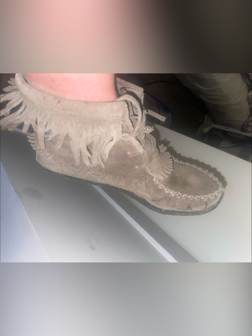 Authentic hand  made LAURENTIAN CHIEF Women’s Fringe Suede Ankle Moccasin